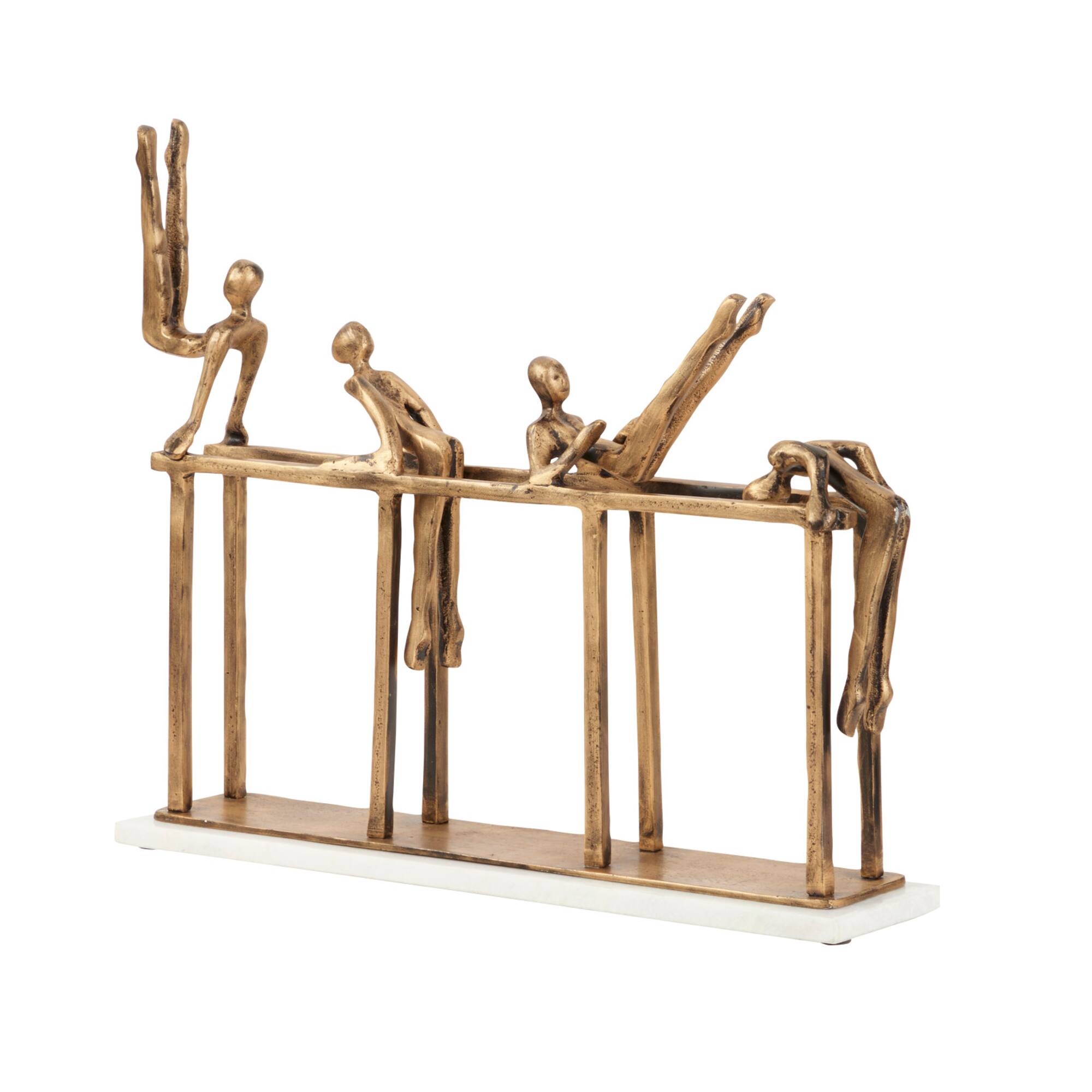Gold Aluminum Modern Sculpture, Gymnastic 17" x 21" x 9"